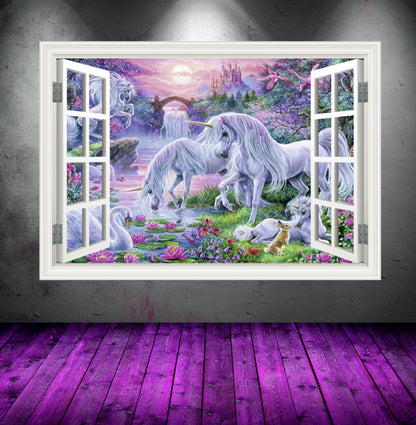 Girls Bedroom Decor, Nursery Wall Art, Unicorn Wall Print, Girls Room Wall Sticker, Unicorn Wall Mural, Unique Gift for her