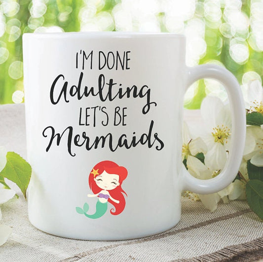 MERMAID COFFEE MUG, Mermaid Theme Mug, Adult Coffee Cup, Mermaid Adult Mug, Graphic Coffee Mugs, Handmade Tea Cup