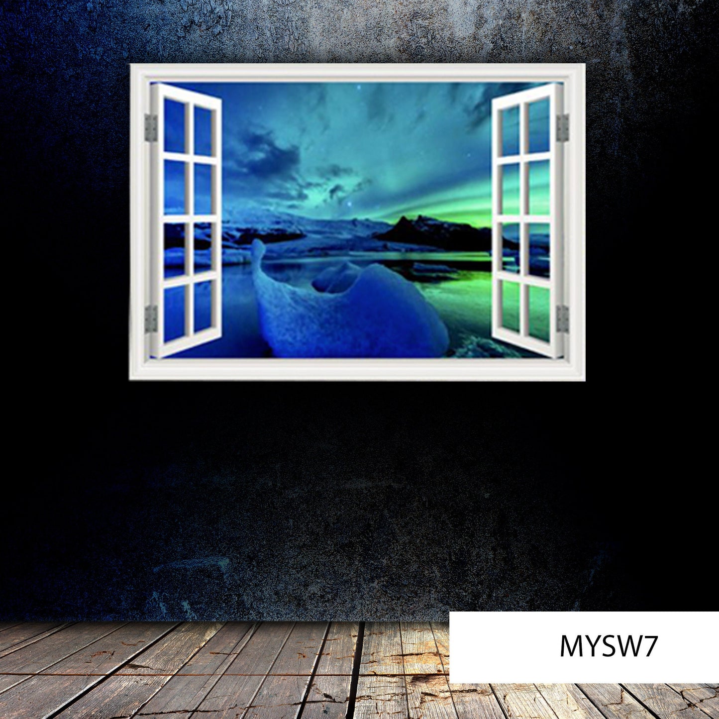 WINDOW WALL MURAL, Northern Lights Decal, Aurora Borealis Décor, Window Frame Decal, Removable Sticker, Polar Lights Decal