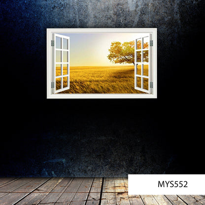 FIELD WALL DECAL, Nature Window Decal, Tree Wall Mural, Beautiful Stickers, Vinyl Window Decal, Nature Lover Gift