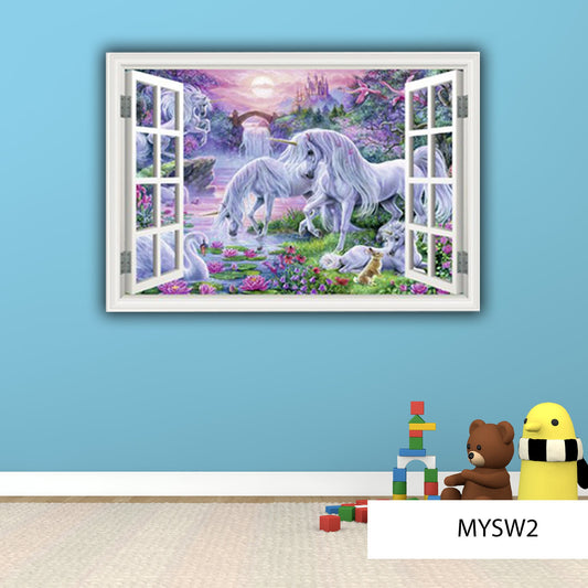 Girls Bedroom Decor, Nursery Wall Art, Unicorn Wall Print, Girls Room Wall Sticker, Unicorn Wall Mural, Unique Gift for her