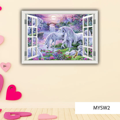 Girls Bedroom Decor, Nursery Wall Art, Unicorn Wall Print, Girls Room Wall Sticker, Unicorn Wall Mural, Unique Gift for her