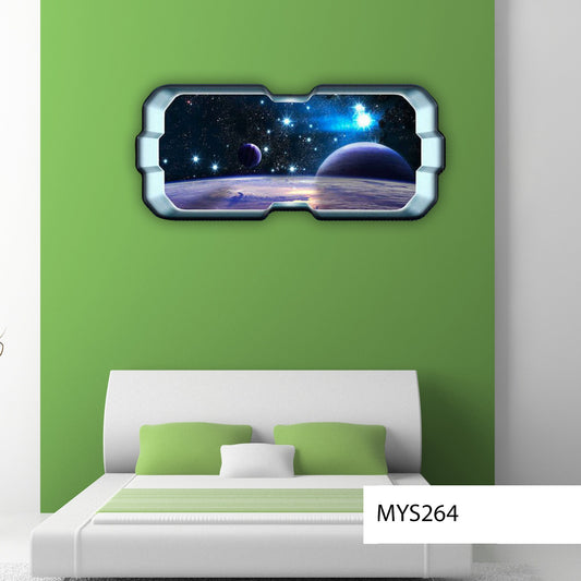 Galaxy Wall Decal, Space Window Sticker, Spaceship Window Mural, Galaxy Wall Sticker, Bedroom Decor, Planet Art Decal, Spaceship Control