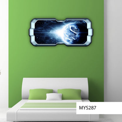 GALAXY WALL STICKER, Earth Wall Art, Planet Earth Sticker, Earth Wall Decal, Vinyl Wall Sticker, Moon Light Decor Sticker