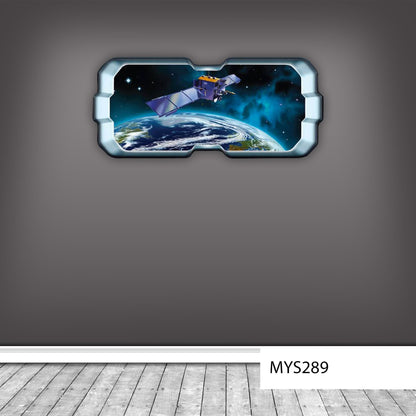 SPACE STATION MURAL, Galaxy Wall Decal, Space Wall Sticker, Stars Wall Sticker, Satellite Wall Decal, Planet Earth Decal