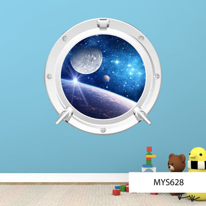 Stunning Galaxy Porthole Wall Decal: Transform Your Room with Cosmic Views – Space-Inspired Home Decor – Perfect for Astronomy Lovers