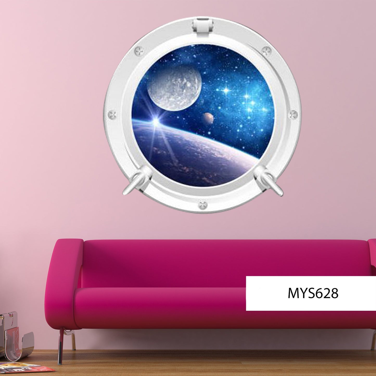 Stunning Galaxy Porthole Wall Decal: Transform Your Room with Cosmic Views – Space-Inspired Home Decor – Perfect for Astronomy Lovers