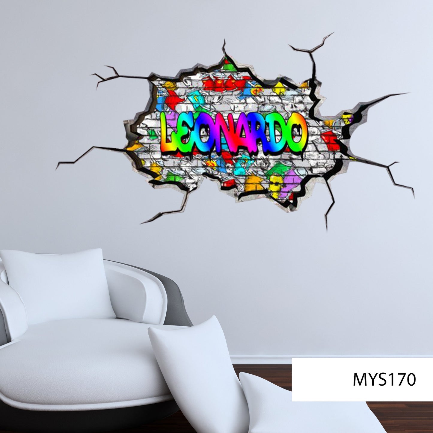 Custom Graffiti Wall Decal Name - Personalized Kids Room Decor - Brick Wall Decal - Hip Hop Vinyl Sticker - Removable Wall Decor