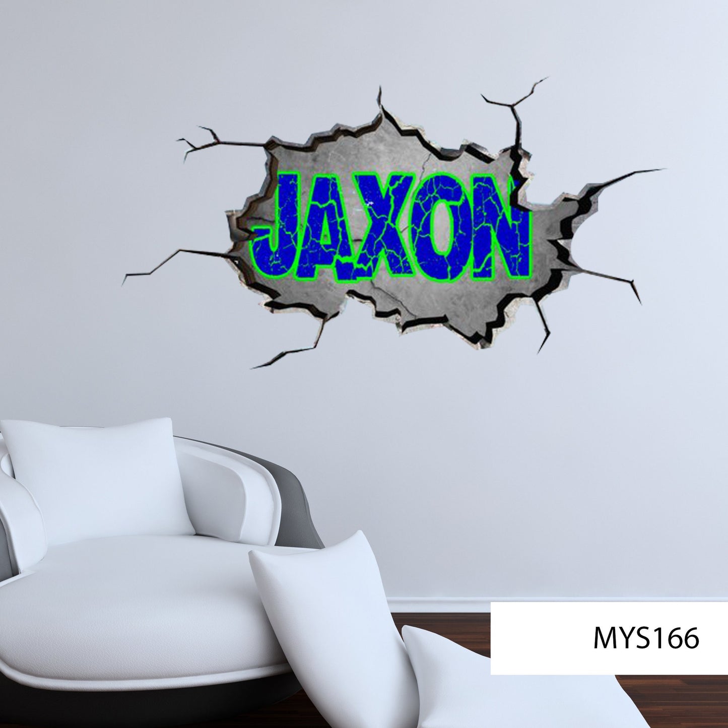 PERSONALIZED WALL DECAL, Graffiti Wall Art, Custom Wall Sticker, Gift For Kids, Cracked Hole Mural, Art Decal