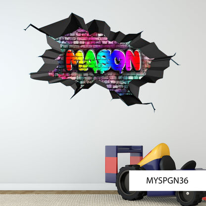 GRAFFITI WALL DECOR, Custom Art Decal, Personazlied Name Wall Decal, 3BattySisters Wall Decal, Gift For Kids, Custom Name Wall Sticker