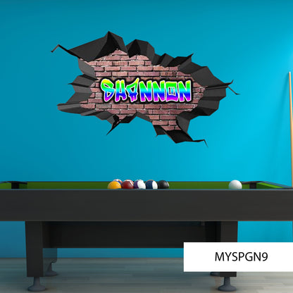 Custom Graffiti Removable Brick Wall Decal Name Art Street Urban Large Sticker Wall Decal BoysRoom Decor Personalized Teen Room Art