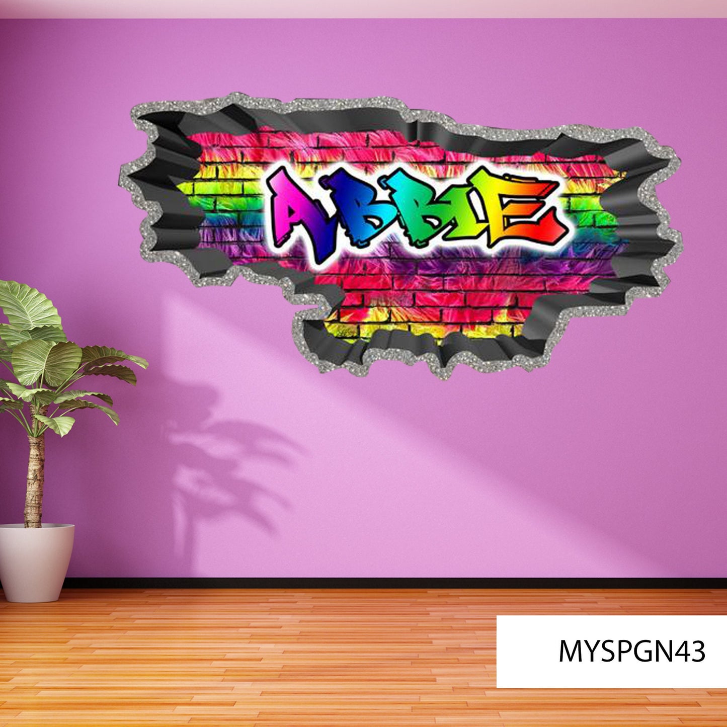 Colorful Graffiti Art Mural - 3D My Sticky Wall Decal - Vibrant Wall Decals Sticker - Unique Gift for Friends - Room Vinyl Wall Stickers