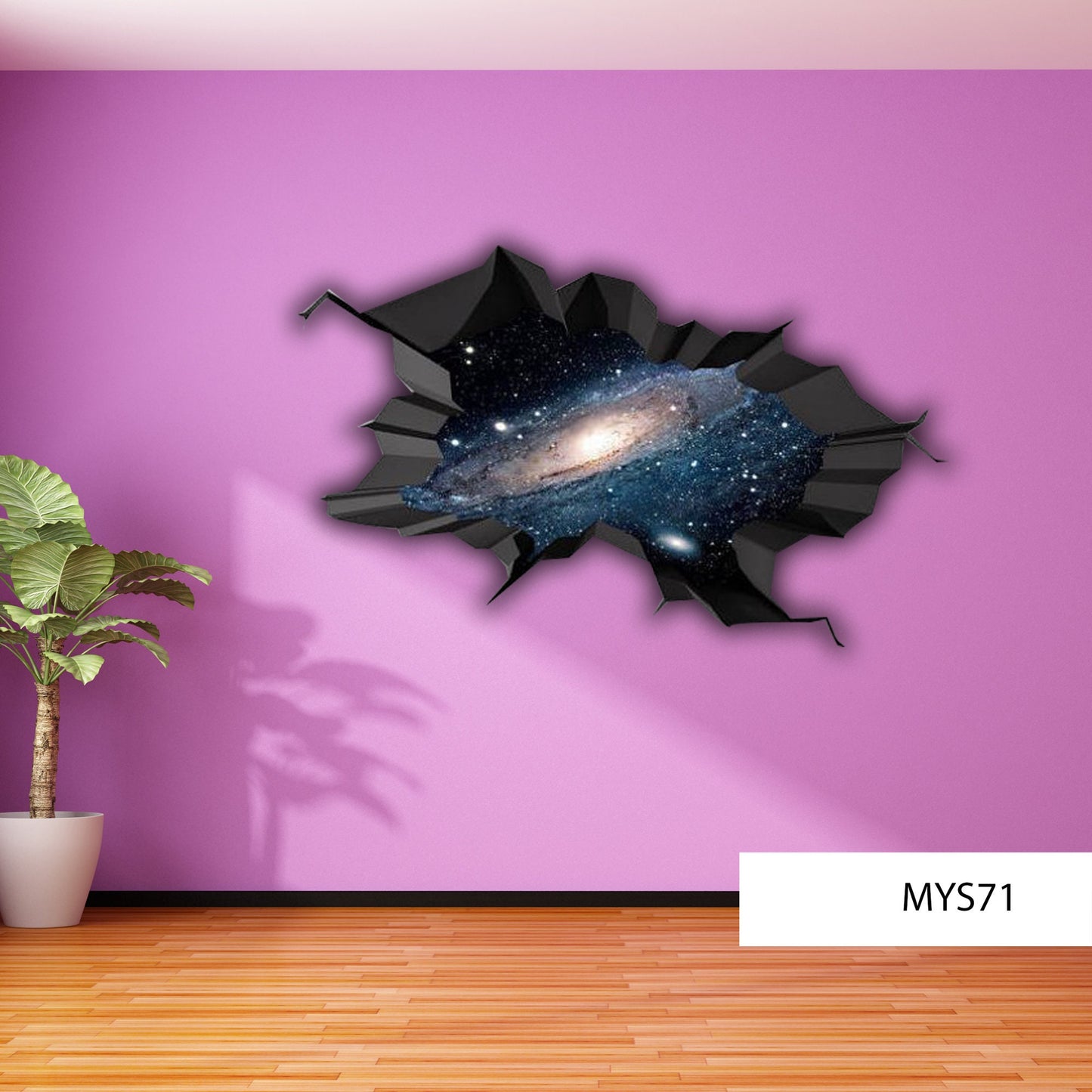 GALAXY WALL Decal, 3D Wall Mural, Space Wall Decal, Universe Wall Mural, Vinyl Wall Sticker, Boys Room Decor, Cracked Wall Art Decal Gift