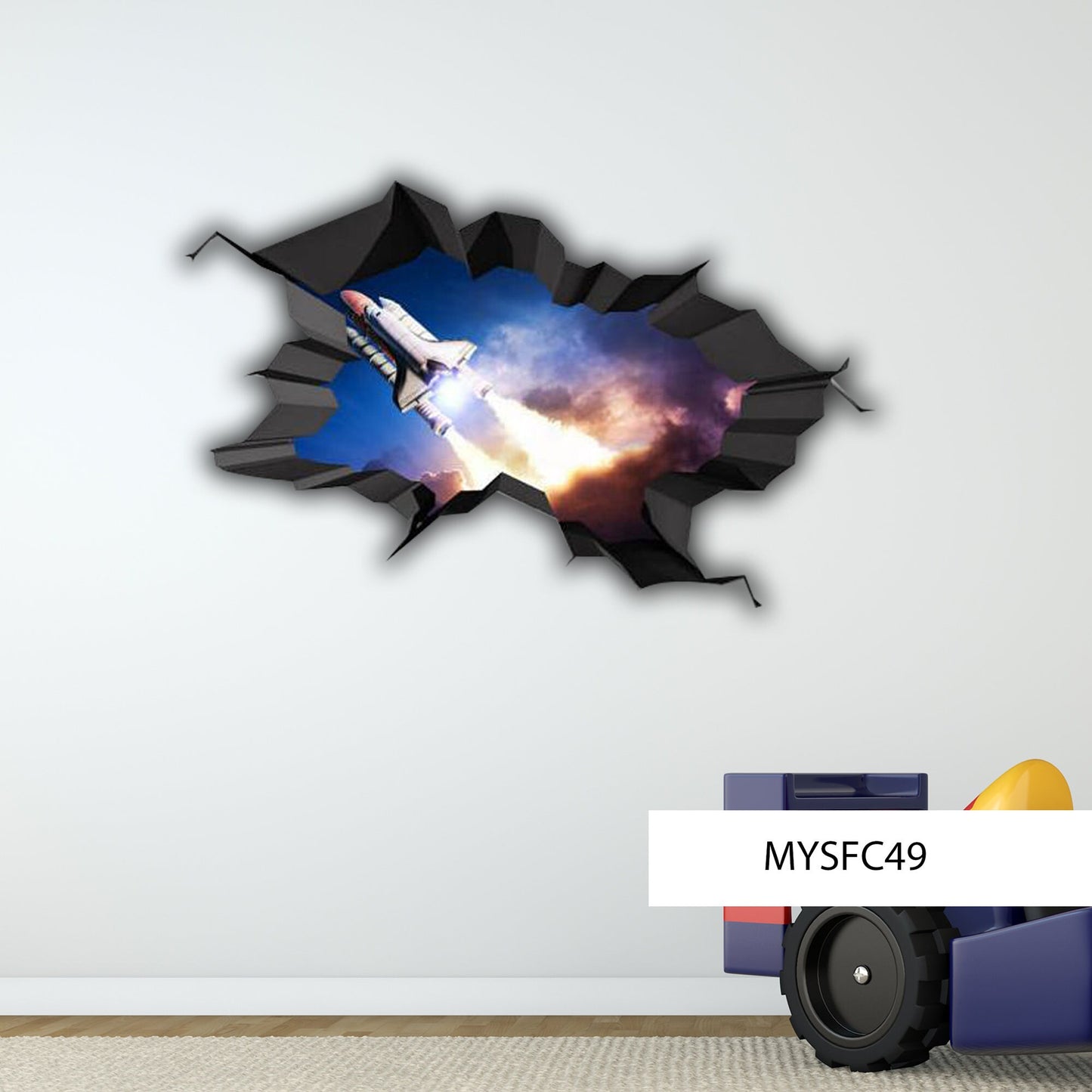 SPACE SHUTTLE DECAL, Rocket Wall Sticker, Space Rocket Decal, Science Room Décor, Premium Vinyl Decals, 3d Wall Decals