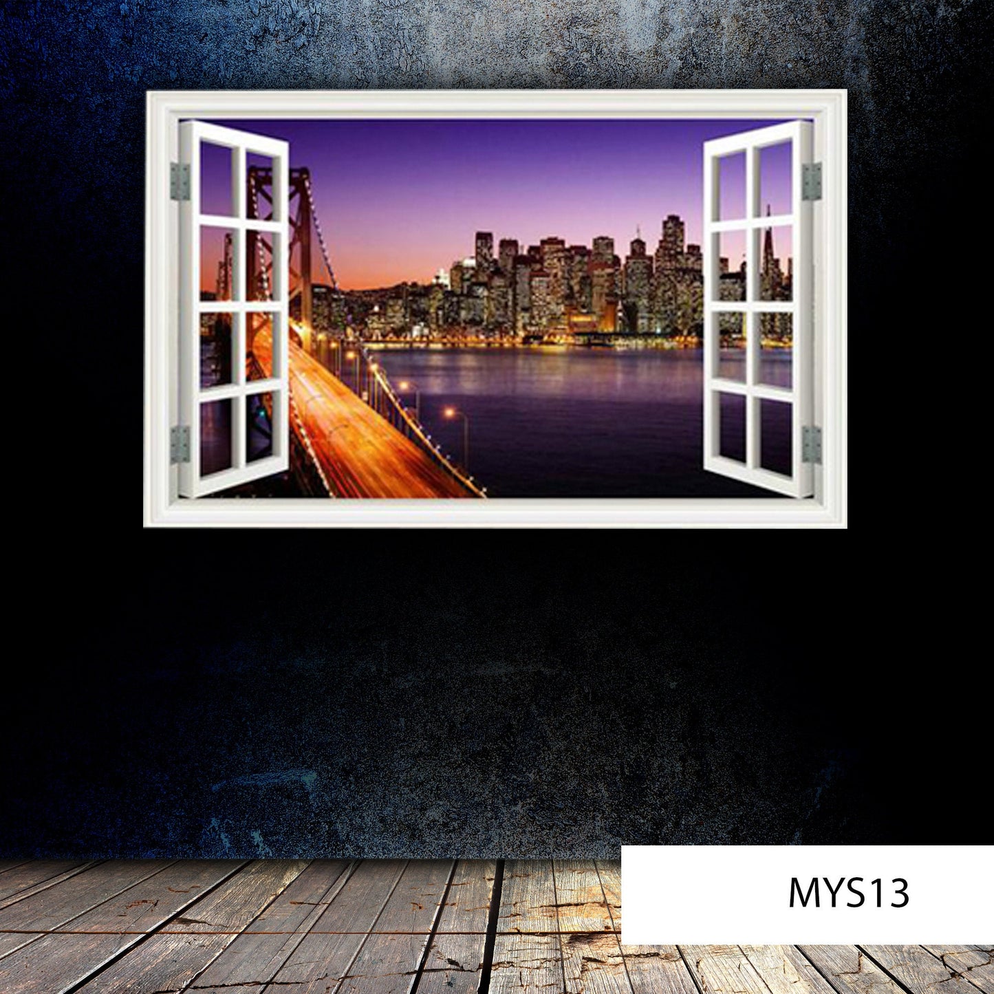 New York Window Wall Decal, Skyline Wall Sticker, City Wall Mural, Sunset Window Decal, 3D Window Wall Decal, Window Frame Sticker