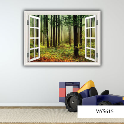 Woodland Wall Decal, Trees Wall Stickers, Nature-Inspired Window Decal, Lush Greenery Design, Peaceful Room Décor, Premium Vinyl Wall Mural