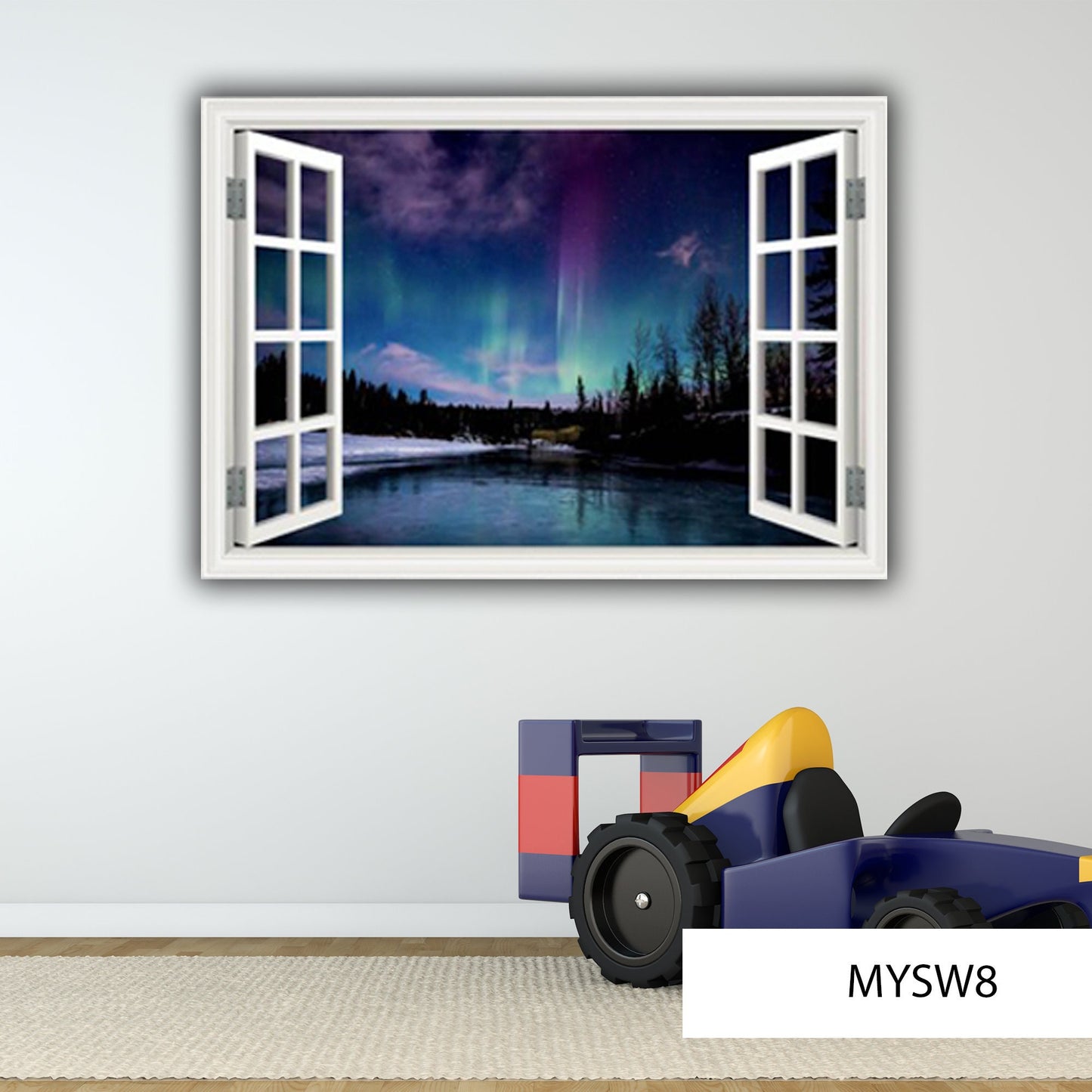 Nothern Lights Wall Decal, Aurora Borealis Decal, Window Frame Wall Art, Polar Lights Wall Sticker, Wall Mural, Room Decor