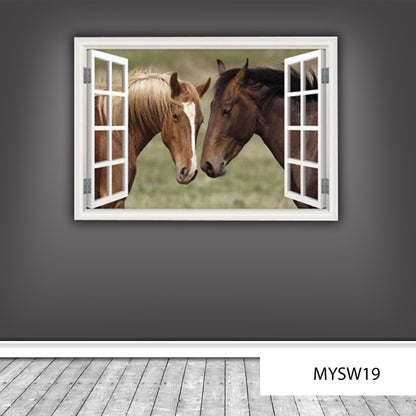 HORSE WALL DECAL, Equestrian Wall Sticker, Animal Window Sticker, Horse Wall Mural, 3D Window Wall Art Sticker, Vinyl Room Decor Poster