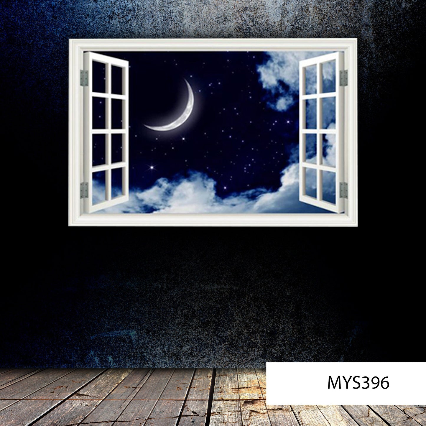 Night Sky Wall Decal - Stars and Crescent Moon Window Frame Mural - Peaceful Wall Art Sticker - Celestial Home Decor for Cosmic Ambiance