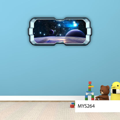 Galaxy Wall Decal, Space Window Sticker, Spaceship Window Mural, Galaxy Wall Sticker, Bedroom Decor, Planet Art Decal, Spaceship Control
