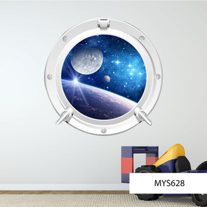 Stunning Galaxy Porthole Wall Decal: Transform Your Room with Cosmic Views – Space-Inspired Home Decor – Perfect for Astronomy Lovers