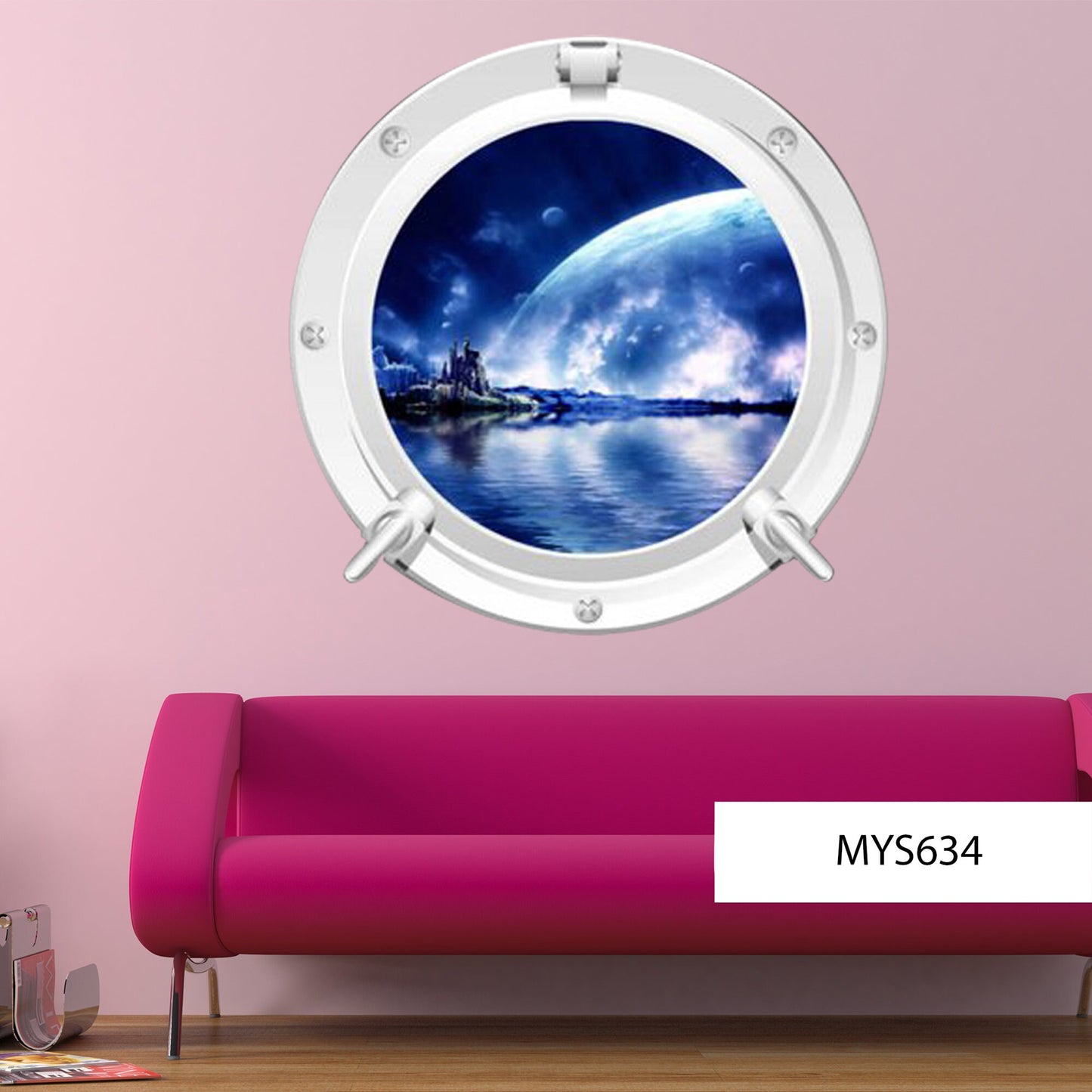 PORTHOLE WALL DECAL, Earth Wall Sticker, Window Wall Decal, Moon Wall Décor, Space Portal Decal, Space Galaxy Mural