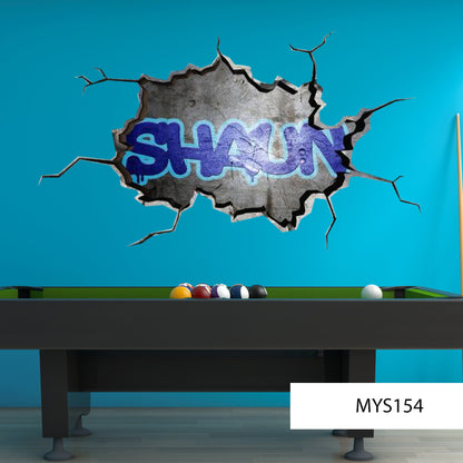 Personalized Graffiti Wall Art Decal, Custom Name Hip Hop Sticker, Street Art Background, Vinyl Graffiti Mural, Kids Room Decor, Custom Gift
