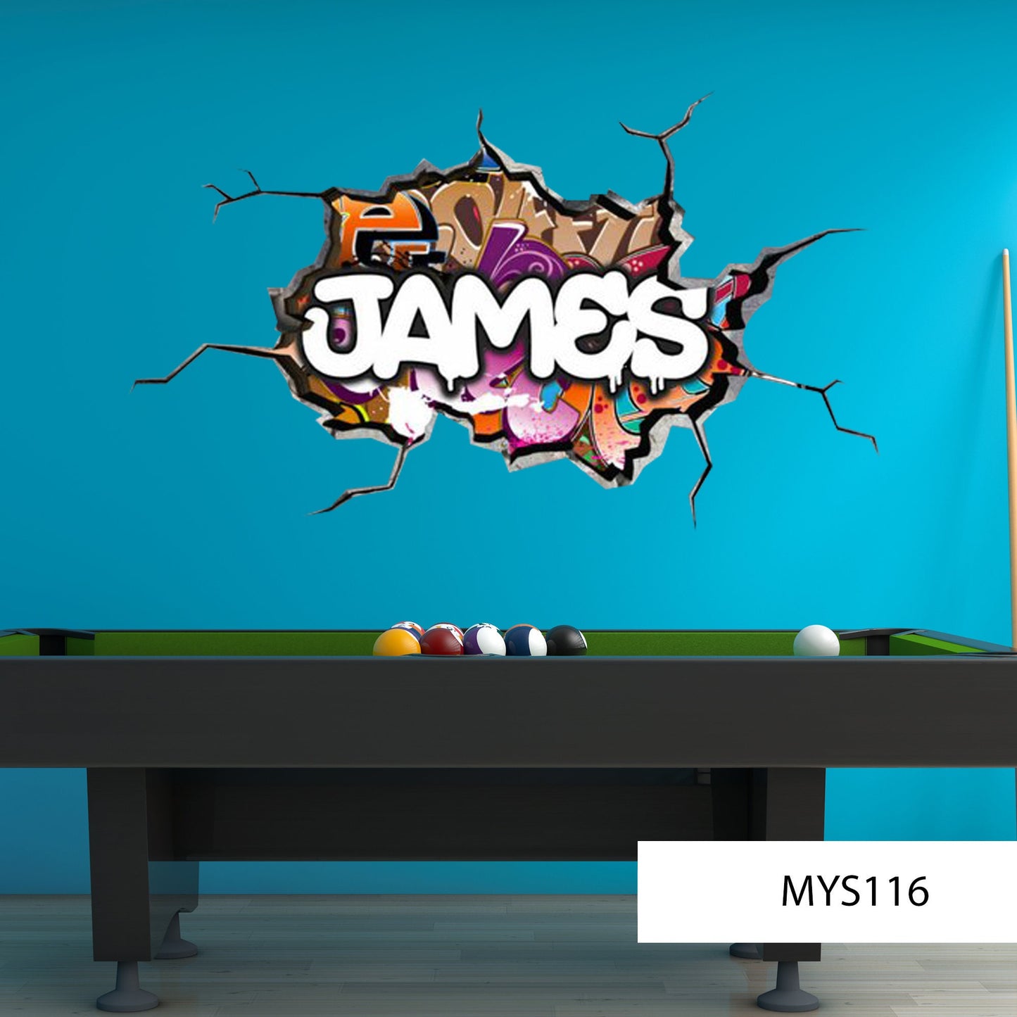 Custom Graffiti Wall Mural with Personalized Name Decal - 3D Removable Wall Art for Kids Room Decor