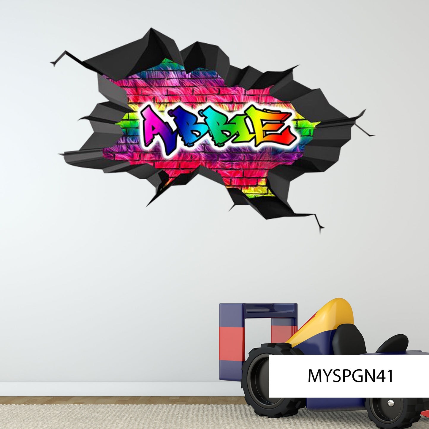 Personalized Graffiti Name Wall Decal - Vinyl Sticker - 3D Kids Room Decor - Removable Wall Art - Custom Name Wall Mural