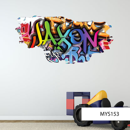 Custom Graffiti Name Wall Decal, Personalized Room Decor, Hip Hop Vinyl Sticker, Removable Wall Mural, Gift for Kids, 3D Wall Art