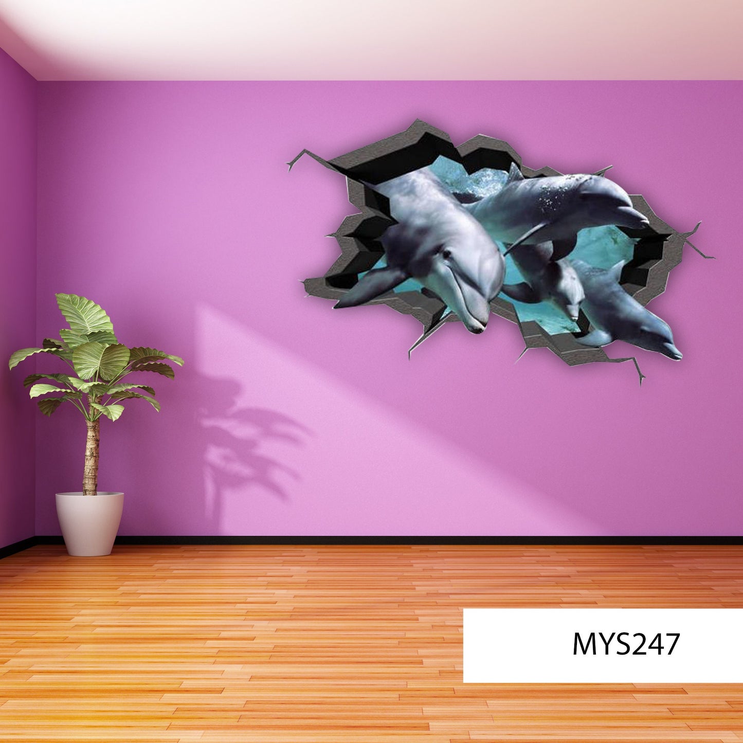 Dolphin Wall Decal, Fish Wall Decal, Sea Life Wall Decals, Aquarium Wall Decal, 3D Wall Art, Kids Room Decor, Vinyl Wall Sticker, Dolphins