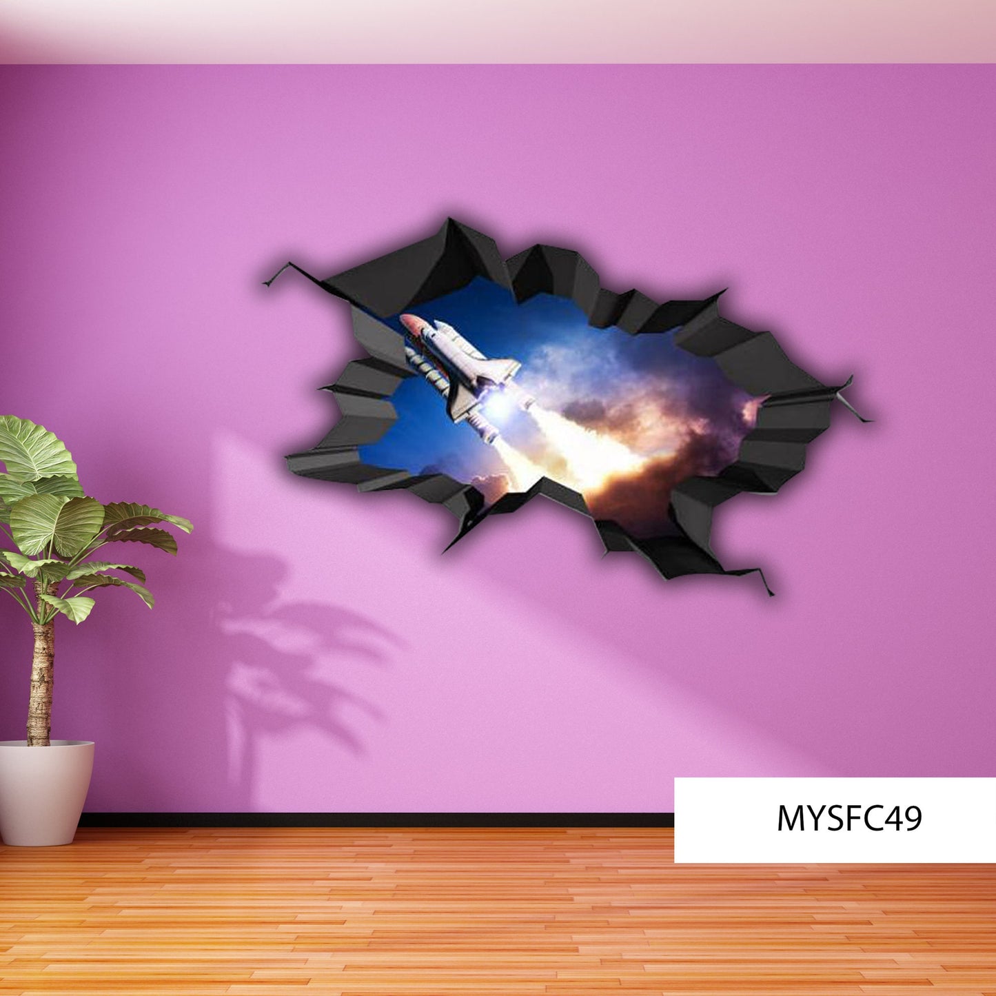 SPACE SHUTTLE DECAL, Rocket Wall Sticker, Space Rocket Decal, Science Room Décor, Premium Vinyl Decals, 3d Wall Decals