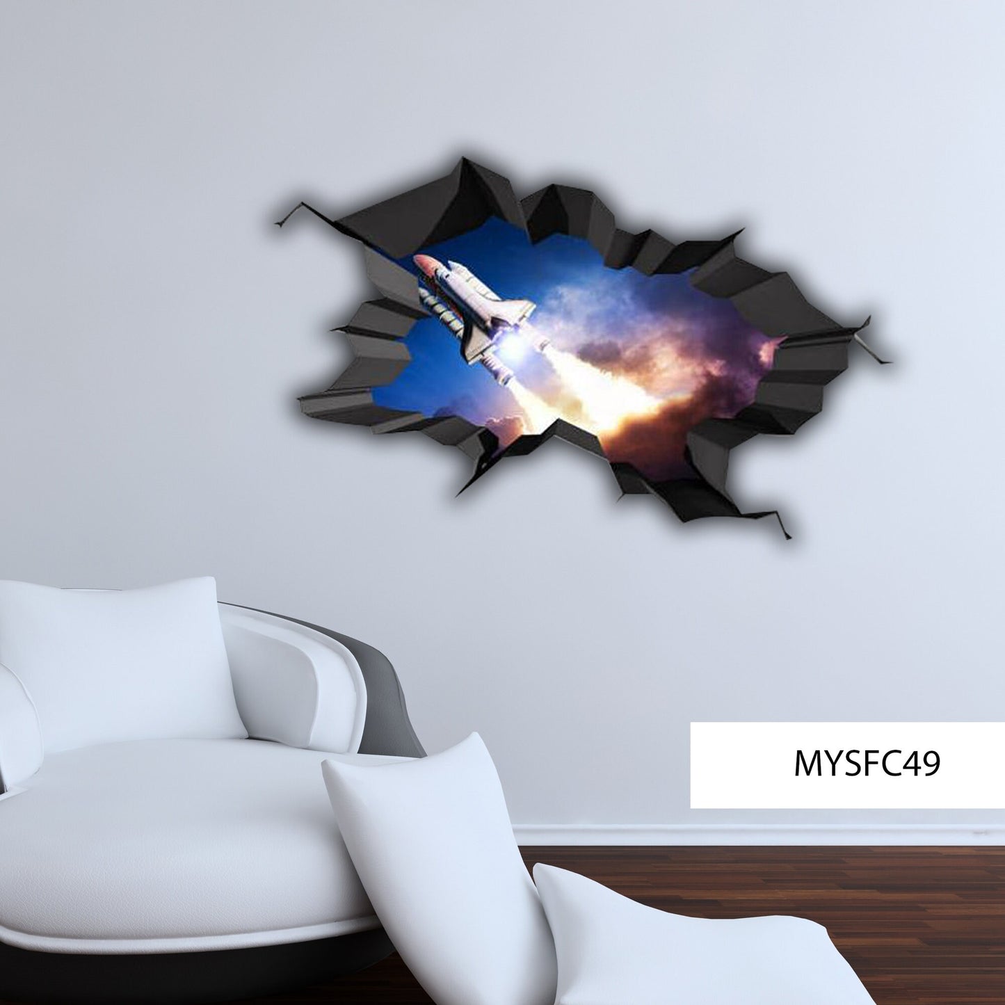 SPACE SHUTTLE DECAL, Rocket Wall Sticker, Space Rocket Decal, Science Room Décor, Premium Vinyl Decals, 3d Wall Decals