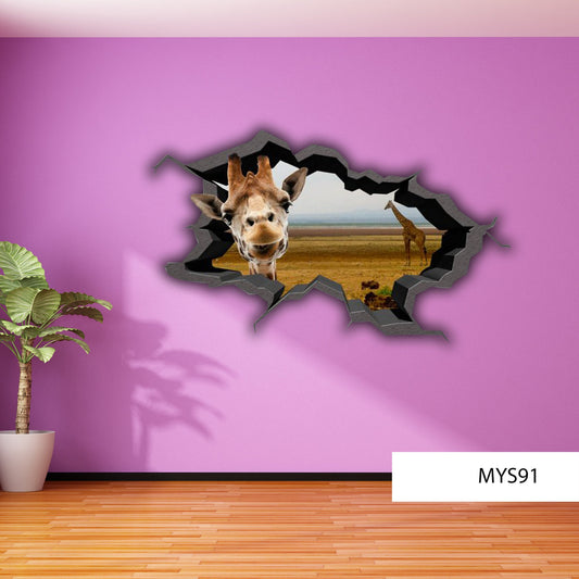 GIRAFFE WALL DECAL, Animal Kids Room Wall Decal, Animal Stickers, 3D Wall Sticker, Removable Peel and Stick Vinyl Decal, Wildlife Design
