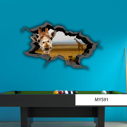 GIRAFFE WALL DECAL, Animal Kids Room Wall Decal, Animal Stickers, 3D Wall Sticker, Removable Peel and Stick Vinyl Decal, Wildlife Design