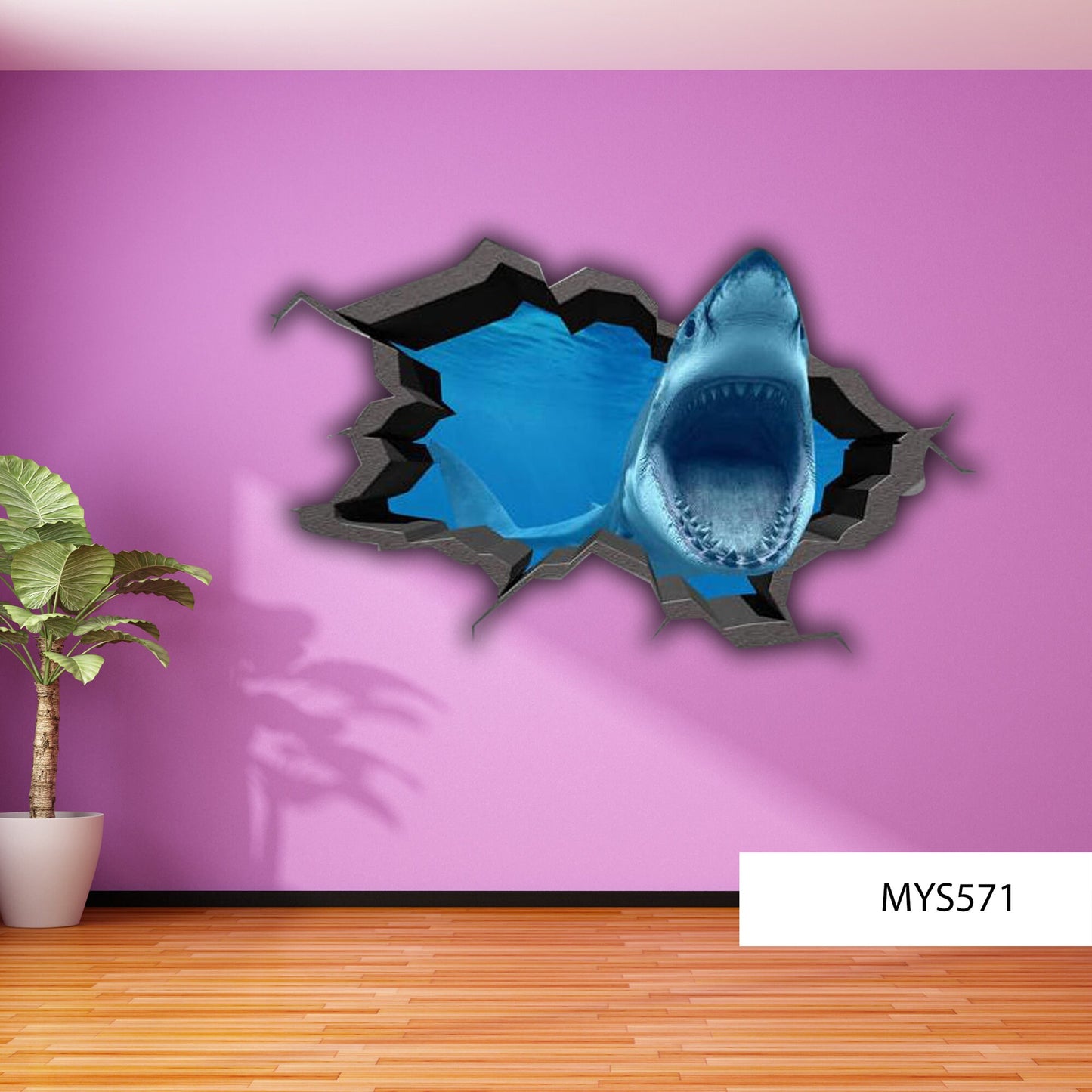 Shark Wall Decal, Great White Wall Sticker, Sea Life Wall Decals, Aquarium Wall Decal, 3D Wall Art, Kids Room Decor, Vinyl Wall Sticker