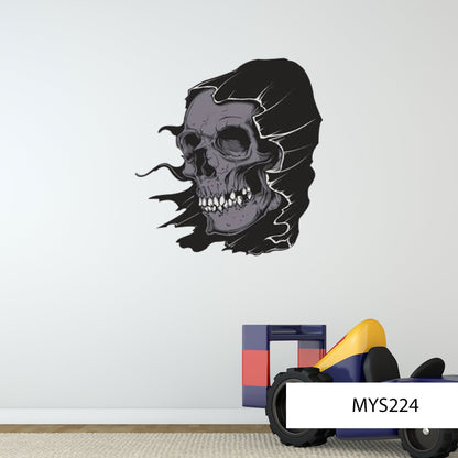 SKULL WALL STICKER, Halloween Wall Decal, Vinyl Skull Sticker, Skull Wall Decal, Large Wall Mural, Boys Room Sticker, Halloween Decor
