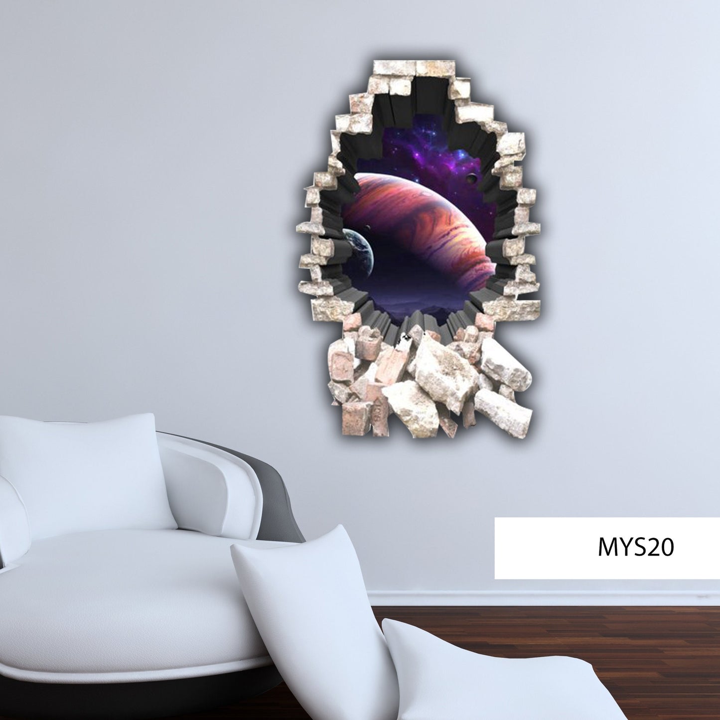 PLANETS WALL DECAL, 3d Wall Stickers, Cracked Wall Decal, Room Wall Décor, Vinyl Wall Mural, Deep Space Mural