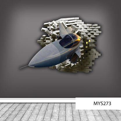 FIGHTER JET STICKER, Fighter Jet Sticker, Cracked Wall Decal, Vinyl Plane Decal, Mural Wall Decal, 3d Jet Sticker