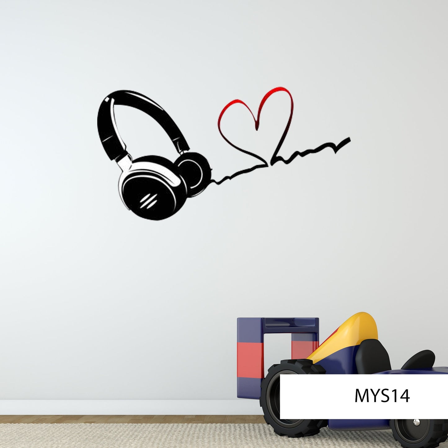 DJ Headphones Wall Decal, Weatherproof Vinyl Sticker, Music-Themed Art, Removable Mural, Headphone Design, Wall Decor