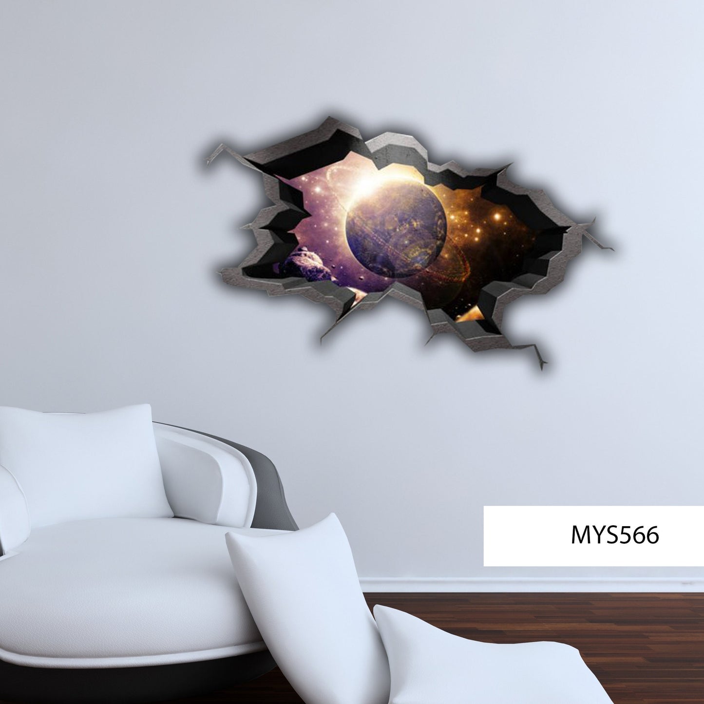 EARTH 3D DECALS, 3d Vinyl Sticker, Science Wall Decal, Stars Space Decal, 3d Galaxy Wall Mural, Earth Moon Decals