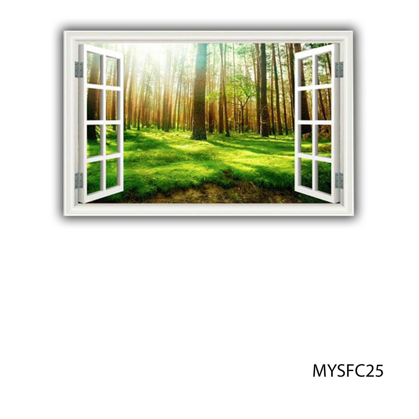 Forest Wall Decor, Tree Window Wall Decal, Nature View Wall Art, Woodland Nursery Sticker, Peel and Stick Mural, Pine Tree Wall Decal