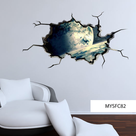GALAXY WALL STICKER, Space Planet Decal, Earth Wall Sticker, Galaxy Cracked Decal, Science Room Decor, Kids Room Decal, Office Print