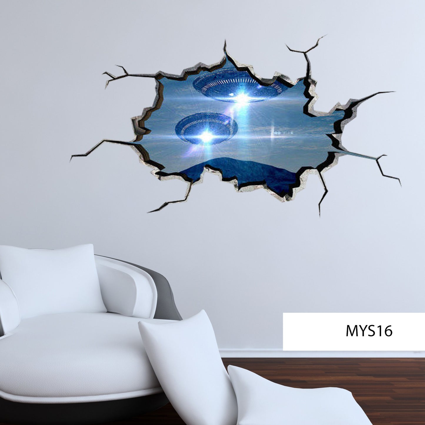 UFO WALL DECAL, Galaxy Wall Sticker, Earth Space Decal, Planet Vinyl Sticker, Bedroom Wall Decal, Large Wall Mural