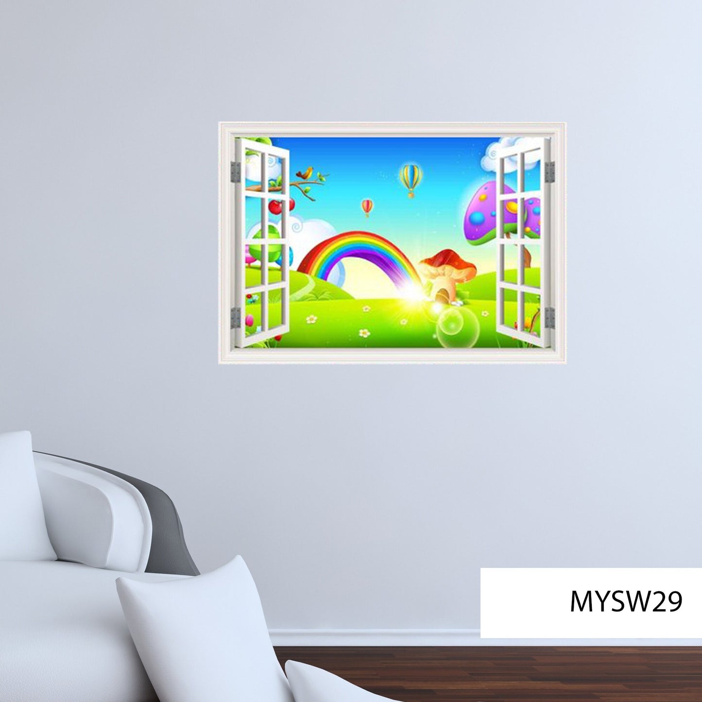 RAINBOW WALL DECAL, Childs Nursery Décor, Window Frame Decal, Gift For Friends, Vinyl Wall Mural, 3d Wall Decal