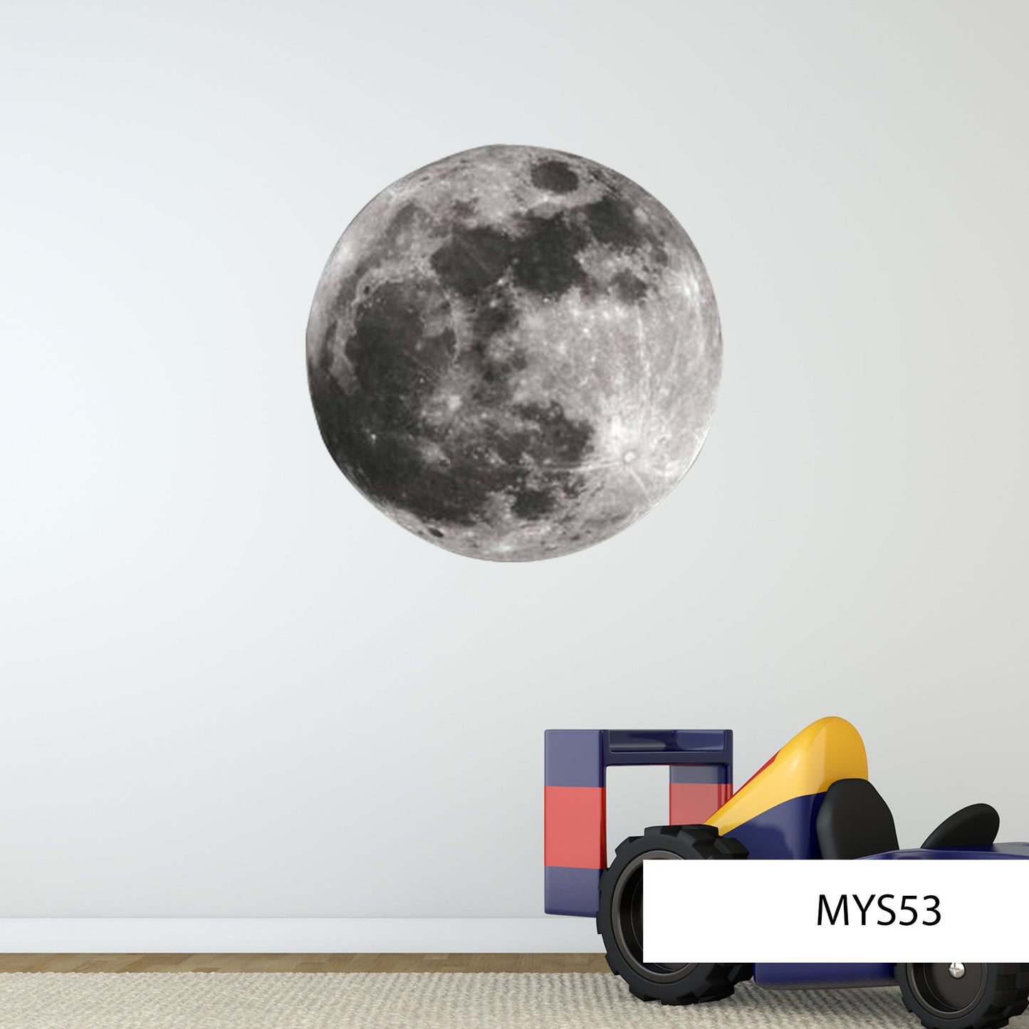 Full Moon Wall Sticker, Moon Wall Decal, Space Wall Sticker, Removable Peel and Stick Art Mural, Kids Room Decor, Space Wall Decal