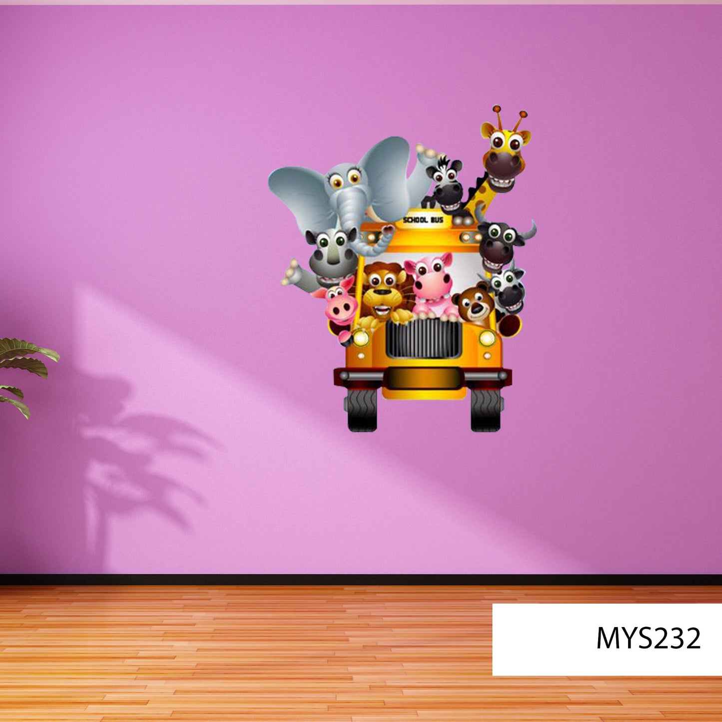 WILD CARTOON DECAL - Zoo Animals Bus Art - Graphic Wall Decals - School Bus Decal - Indoor Wall Décor - Removable Stickers