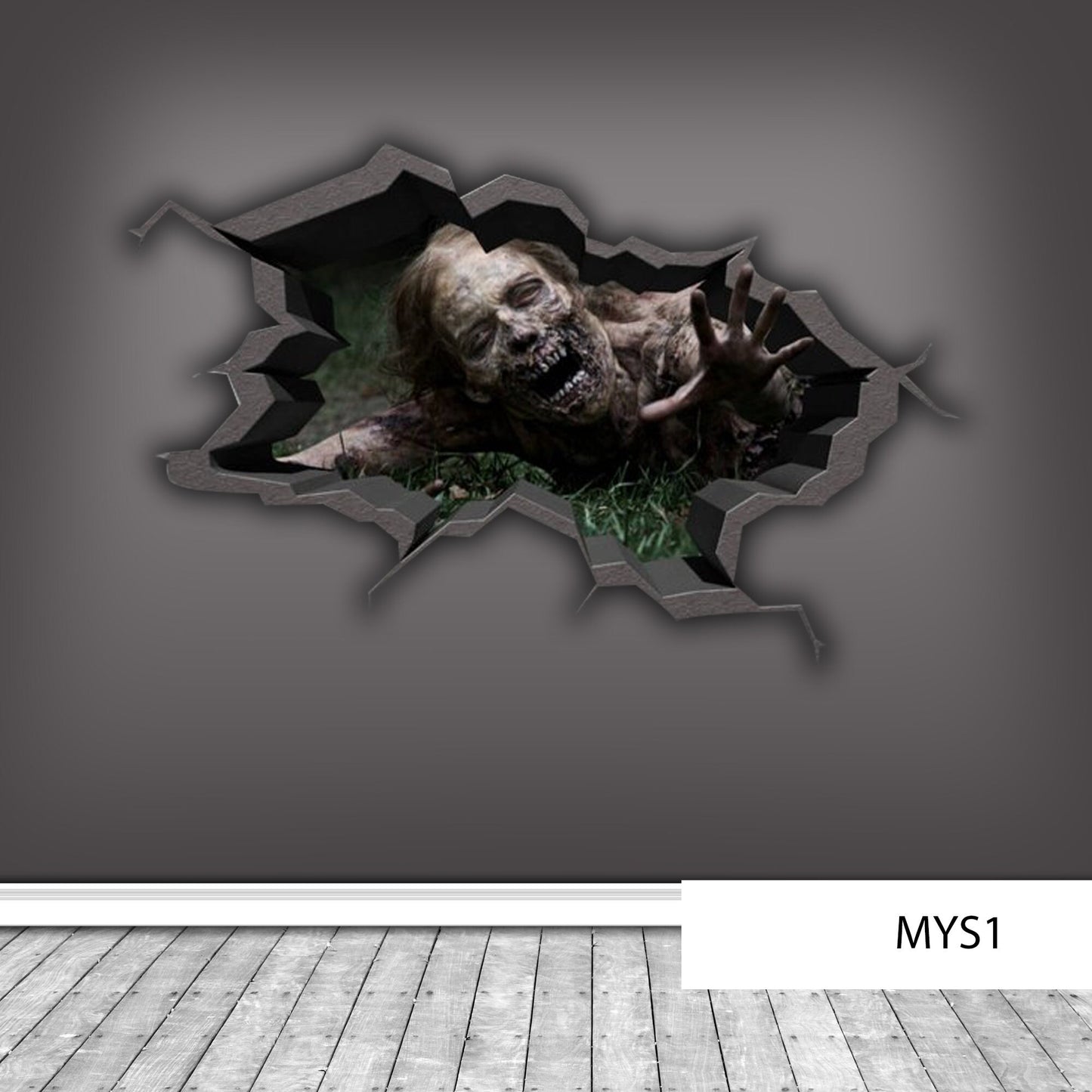 ZOMBIE WALL DECAL, Halloween Wall Sticker, 3D Halloween Decoration, Peel and Stick Room Decor, Horror Movie Art Mural