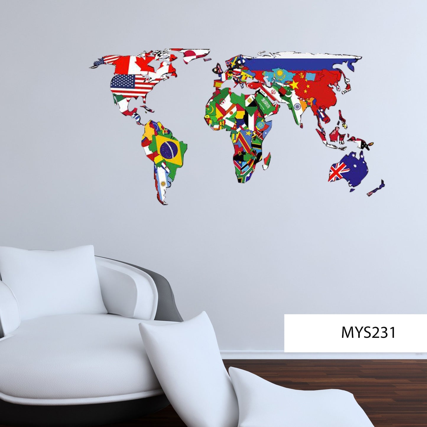 3D World Map Wall Decal, Vinyl Mural Sticker, Office & Classroom Decor, Travel Enthusiast Gift, World Map Wall Art