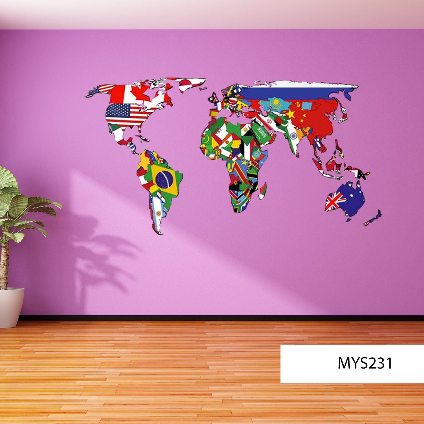 3D World Map Wall Decal, Vinyl Mural Sticker, Office & Classroom Decor, Travel Enthusiast Gift, World Map Wall Art